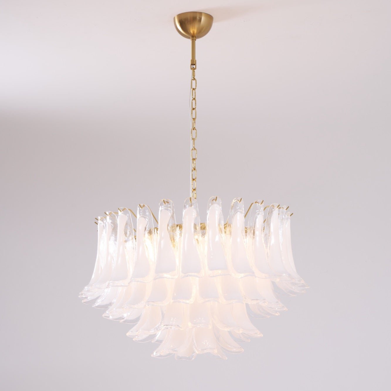 Aurora Chandelier Pink Glass Leaf Layered Floral Glamour - Neutralighting