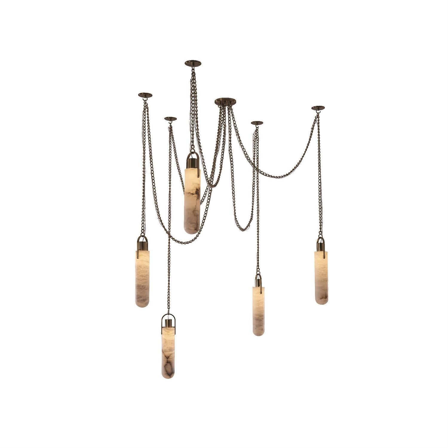 Uphaos Modern Minimalist Alabaster Metal Pendant Lamp - Lamp Copper