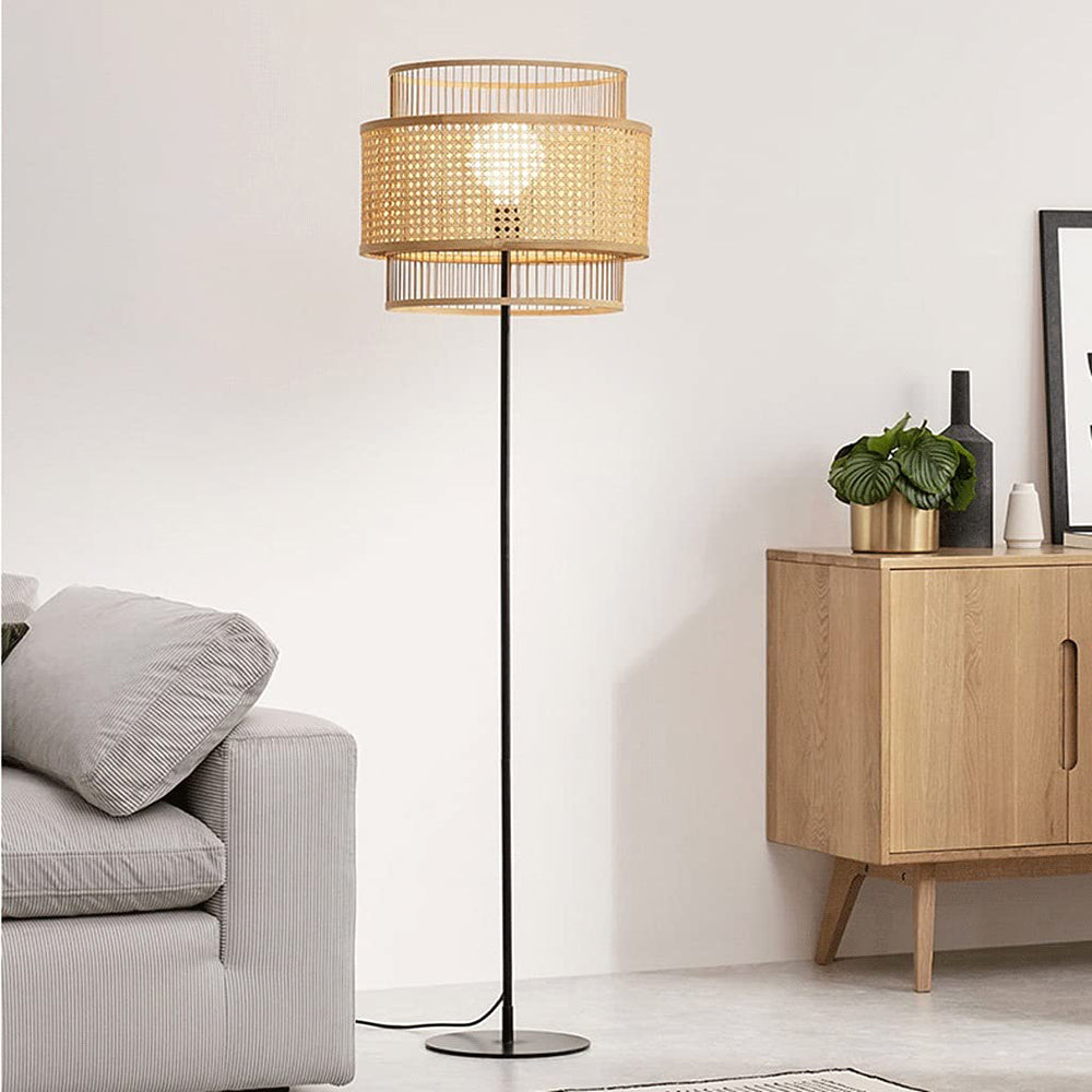 Ritta Naturale LED Lampada da Terra Rattan Soggiorno/Camera da Letto