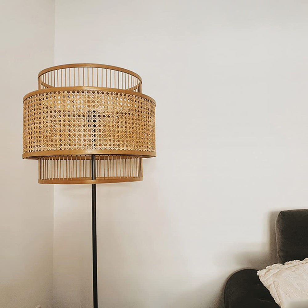 Ritta Naturale LED Lampada da Terra Rattan Soggiorno/Camera da Letto