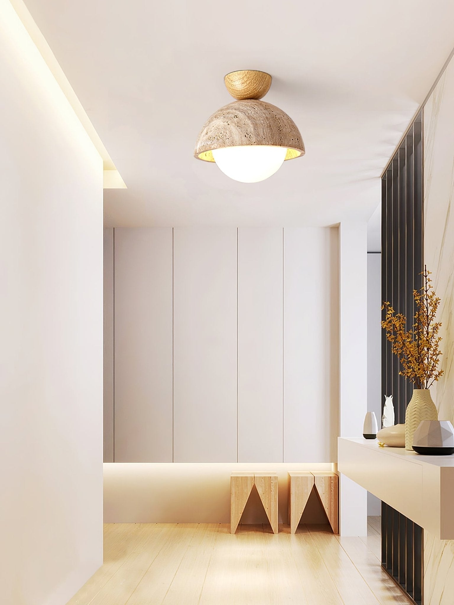 Solana Travertine Ceiling Light - Blowlighting