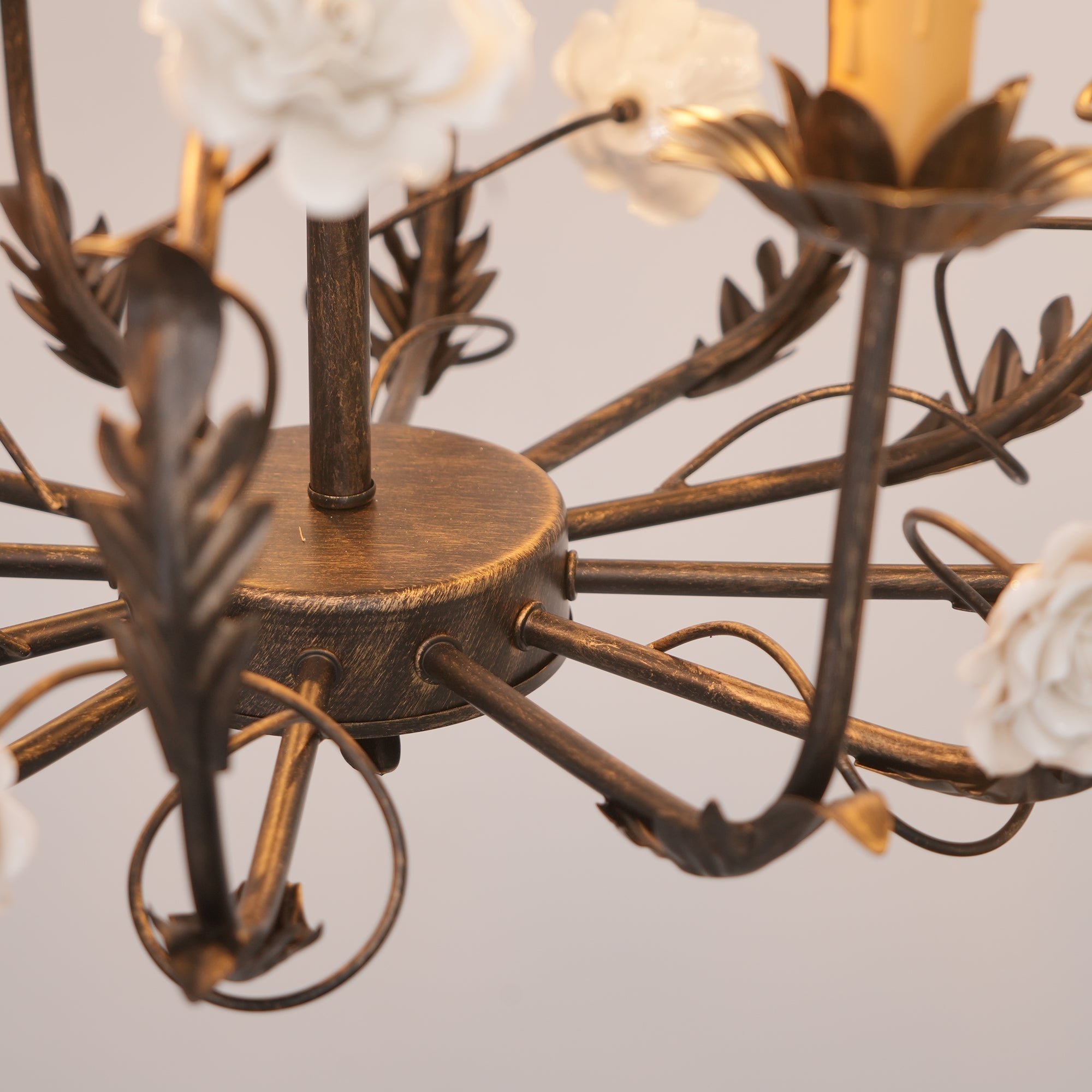Araeyra Postmodern Luxury Rose Metal Ceramic Chandelier - Lamp Copper
