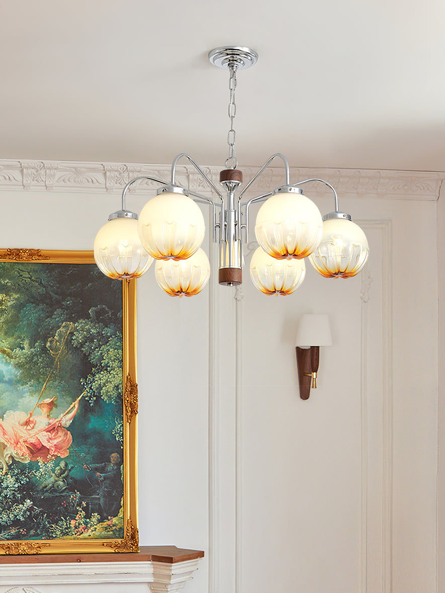 Ulliria Nordic Art Flower Walnut Glass Chandelier - Blowlighting