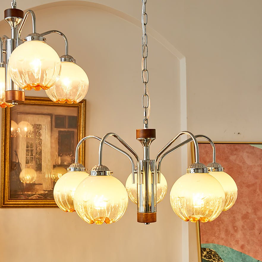 Ulliria Nordic Art Flower Walnut Glass Chandelier - Blowlighting