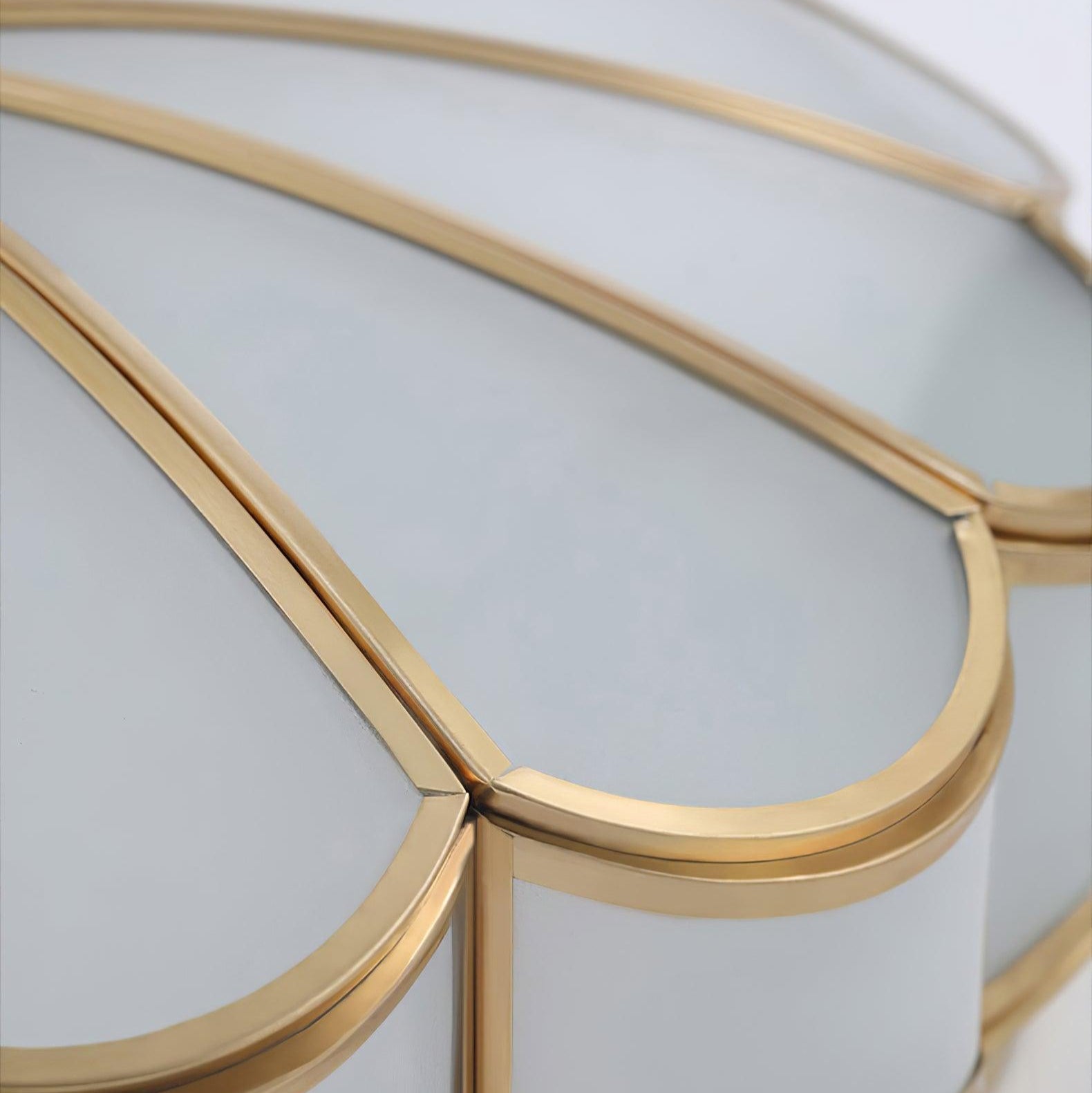 Tiffany Lampada da Soffitto a Forma di Fiore in Vetro Opaco e Ottone