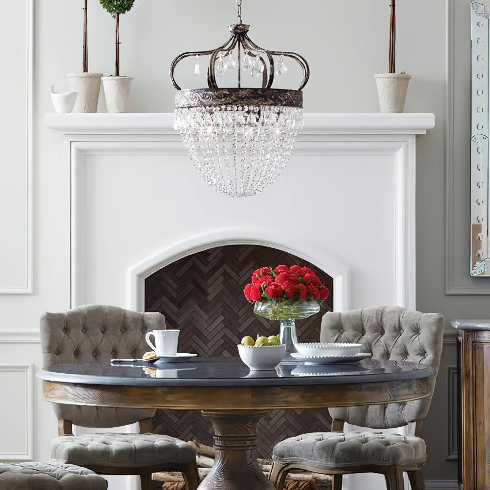 Abella Tear Drop Crystal Chandelier - Lamp Copper