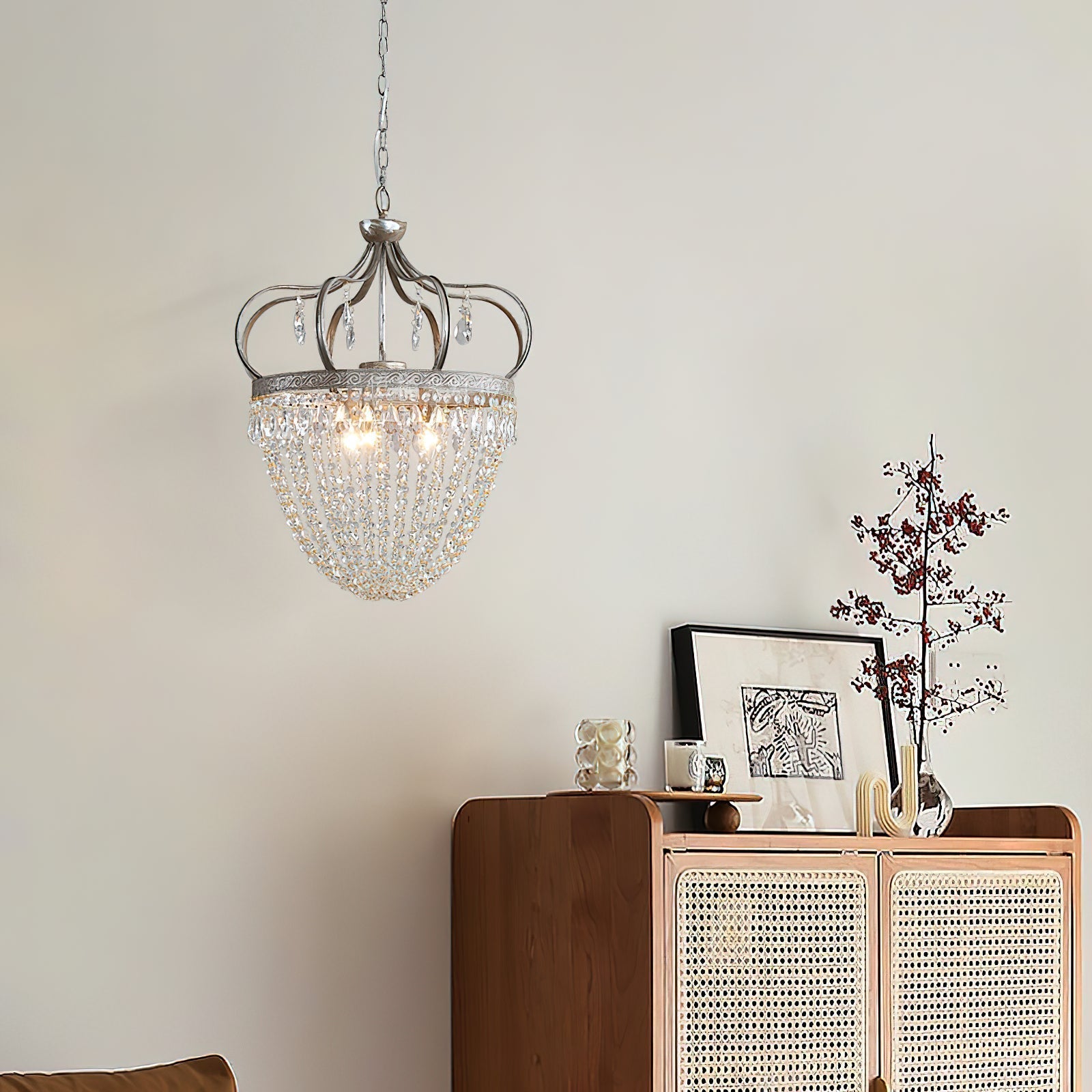 Abella Tear Drop Crystal Chandelier - Lamp Copper