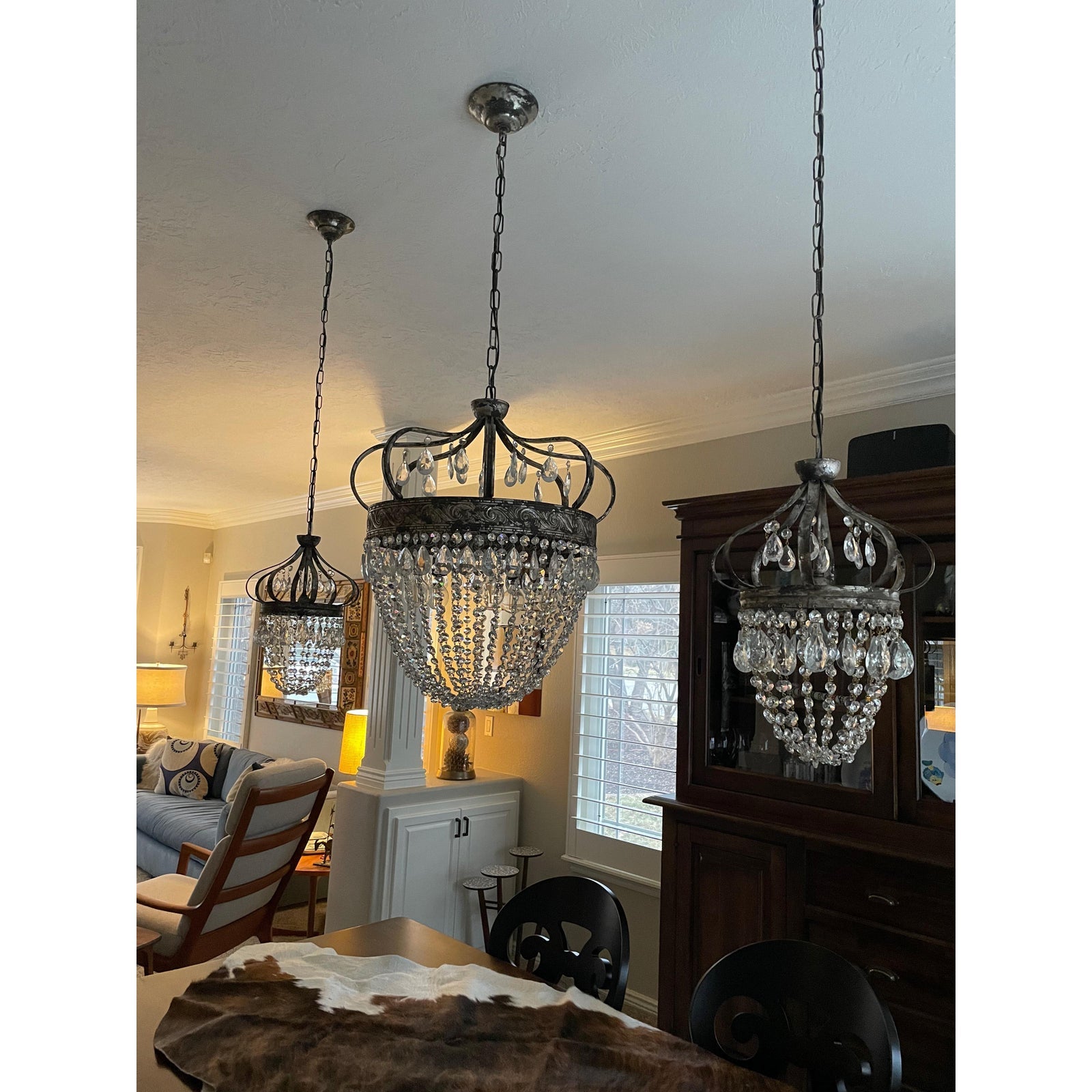 Abella Tear Drop Crystal Chandelier - Lamp Copper