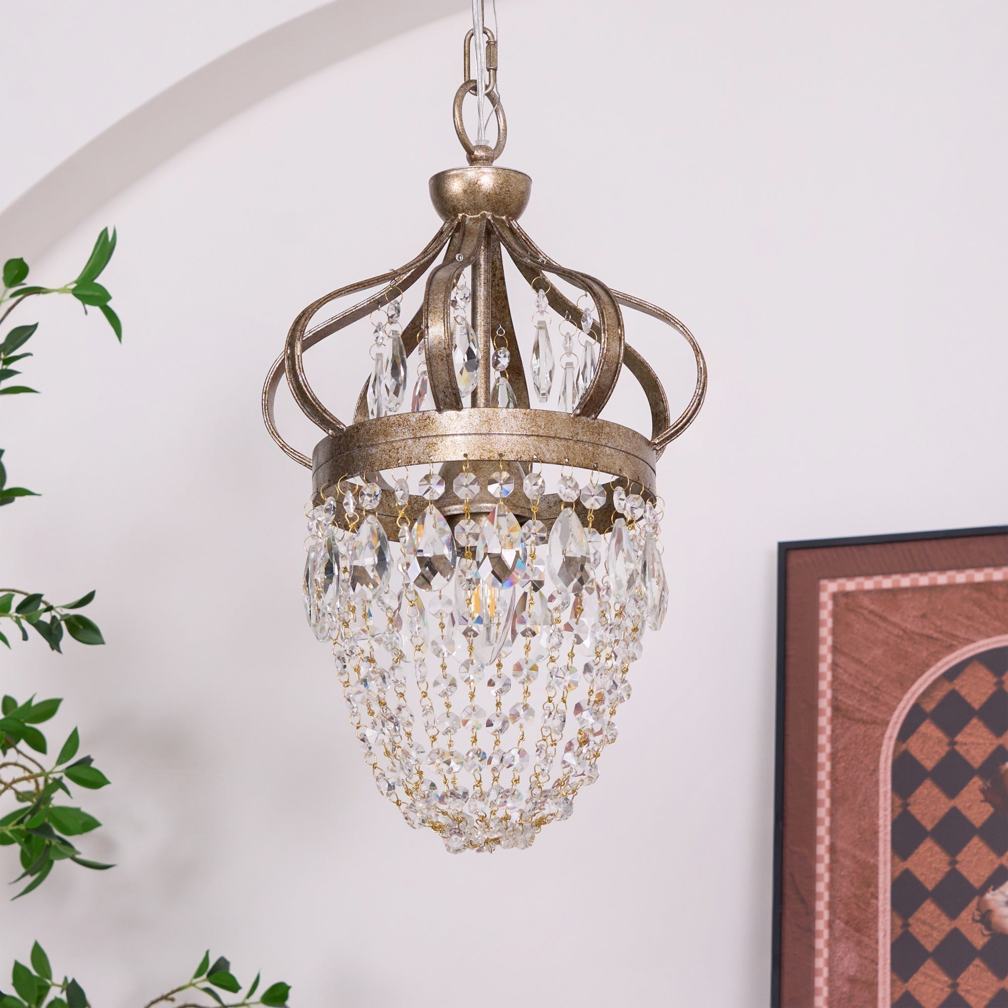 Abella Tear Drop Crystal Chandelier - Lamp Copper
