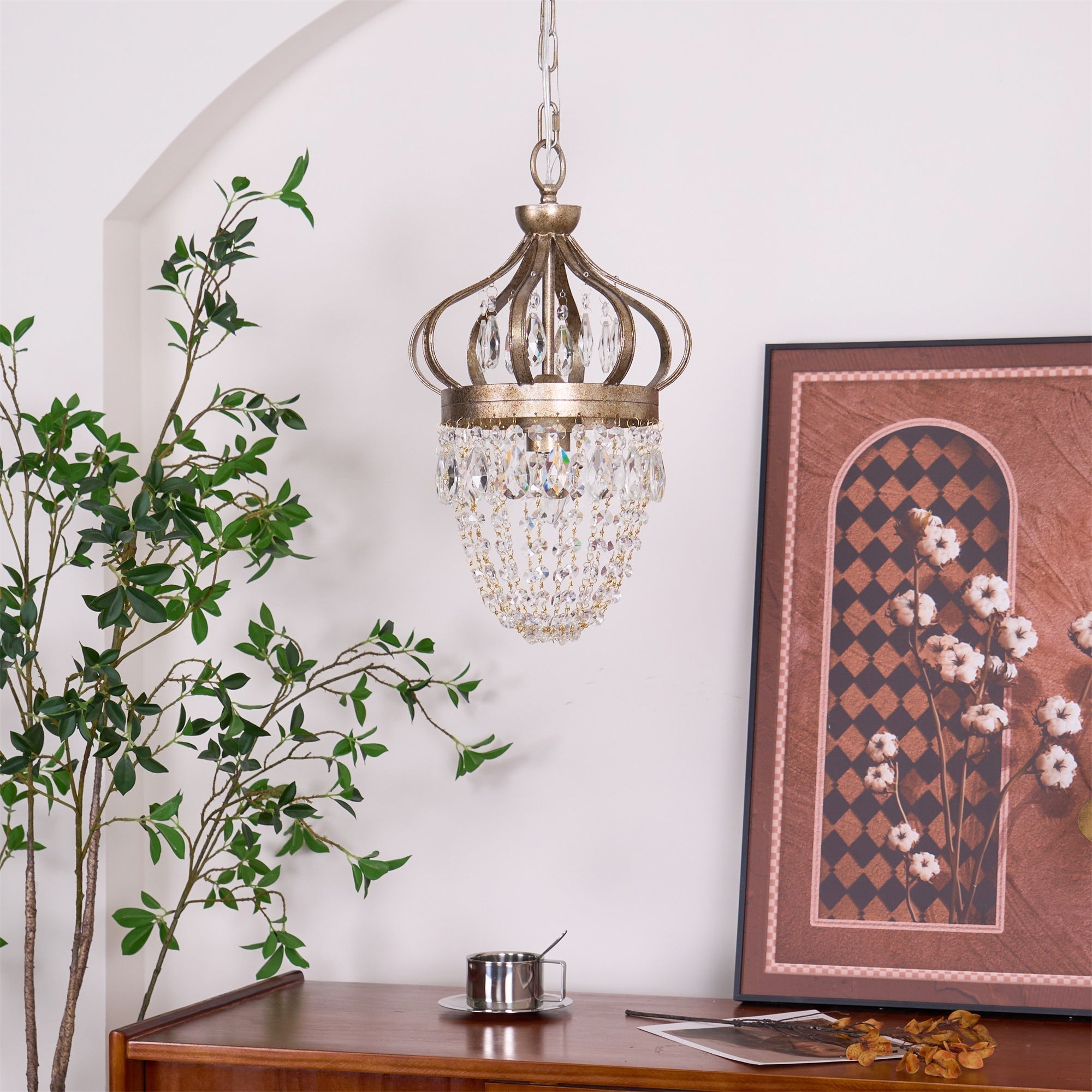 Abella Tear Drop Crystal Chandelier - Lamp Copper