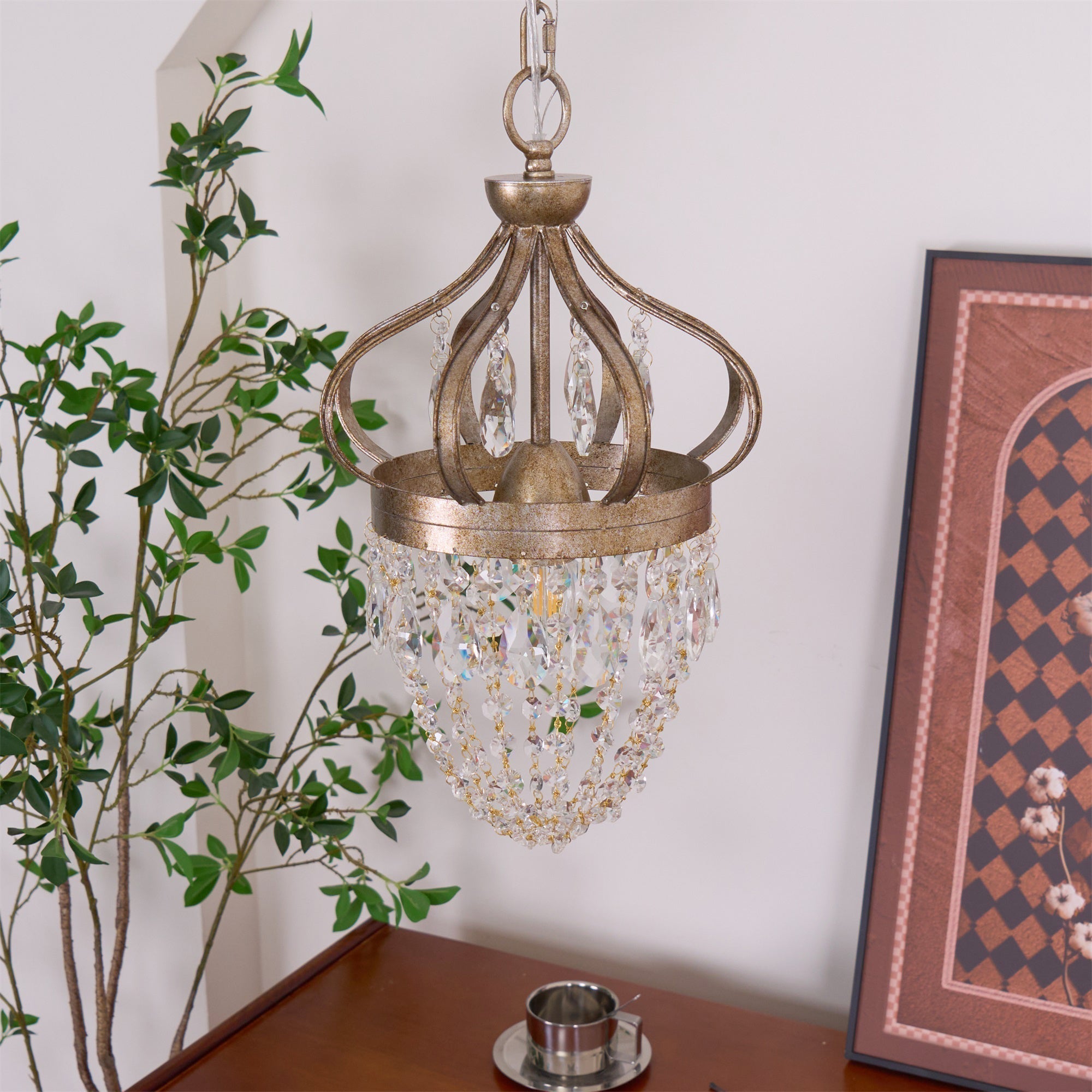 Abella Tear Drop Crystal Chandelier - Lamp Copper