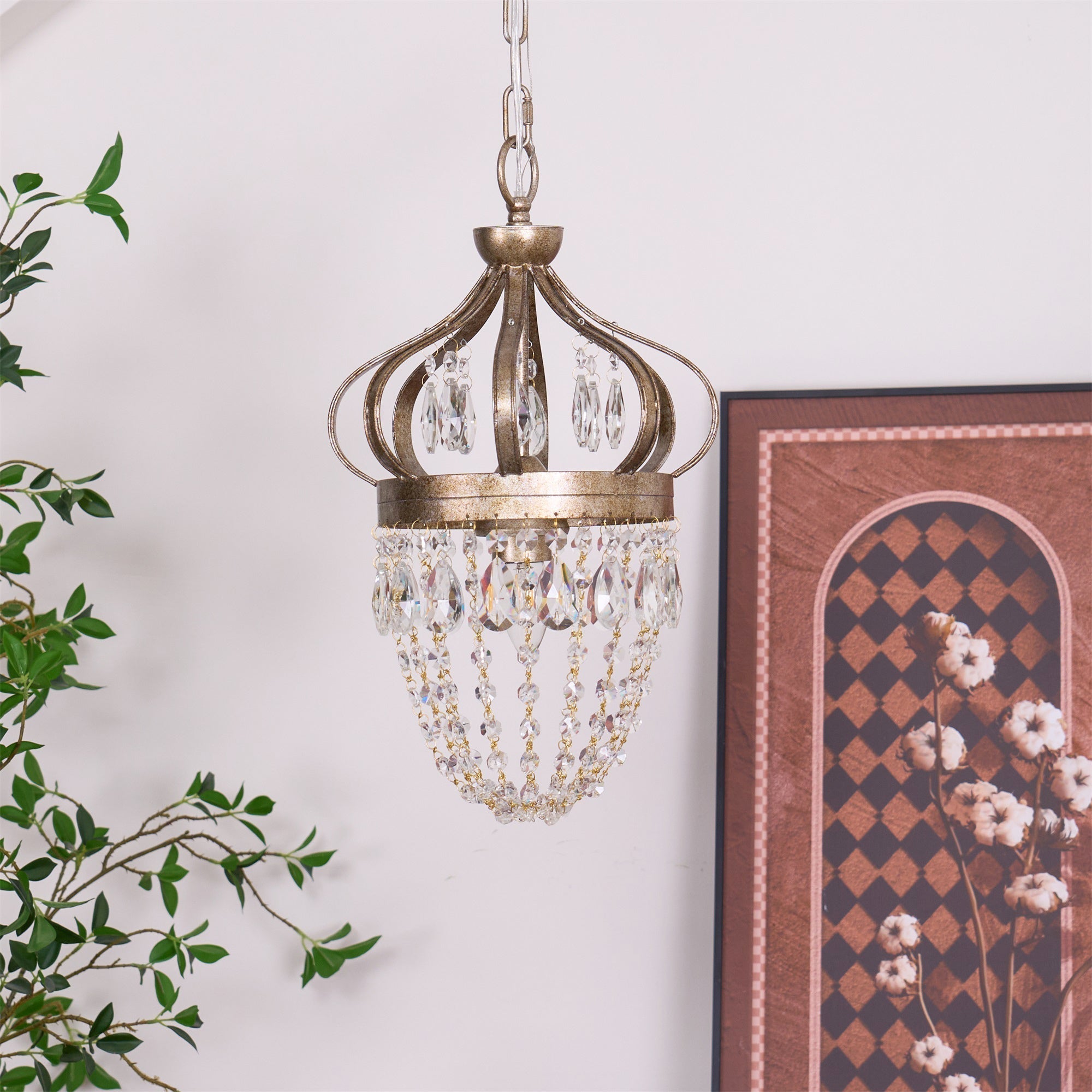 Abella Tear Drop Crystal Chandelier - Lamp Copper