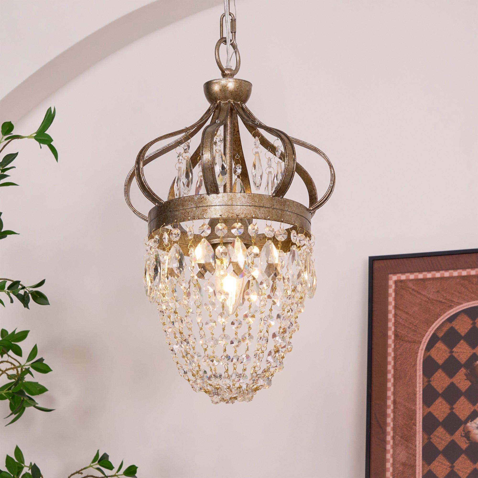 Abella Tear Drop Crystal Chandelier - Lamp Copper