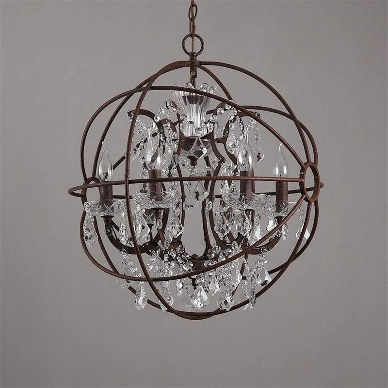 Sylirara Traditional Single Orb Metal Crystal Pendant Lamp - Lamp Copper
