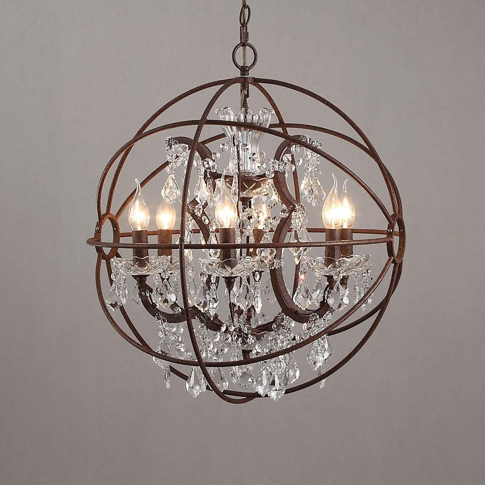 Sylirara Traditional Single Orb Metal Crystal Pendant Lamp - Lamp Copper