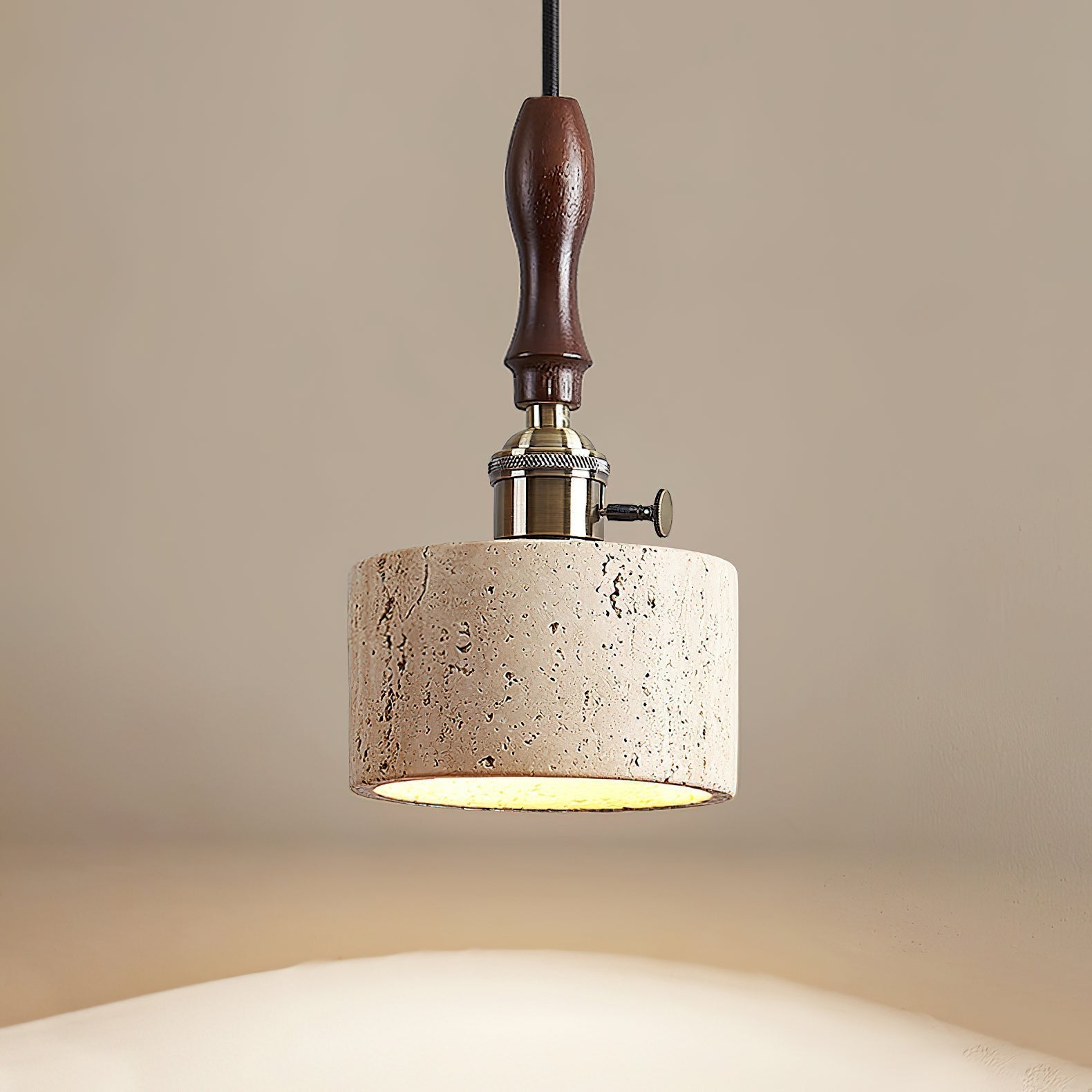Sycaran Modern Minimalist Walnut Travertine Pendant Lamp - Lamp Copper