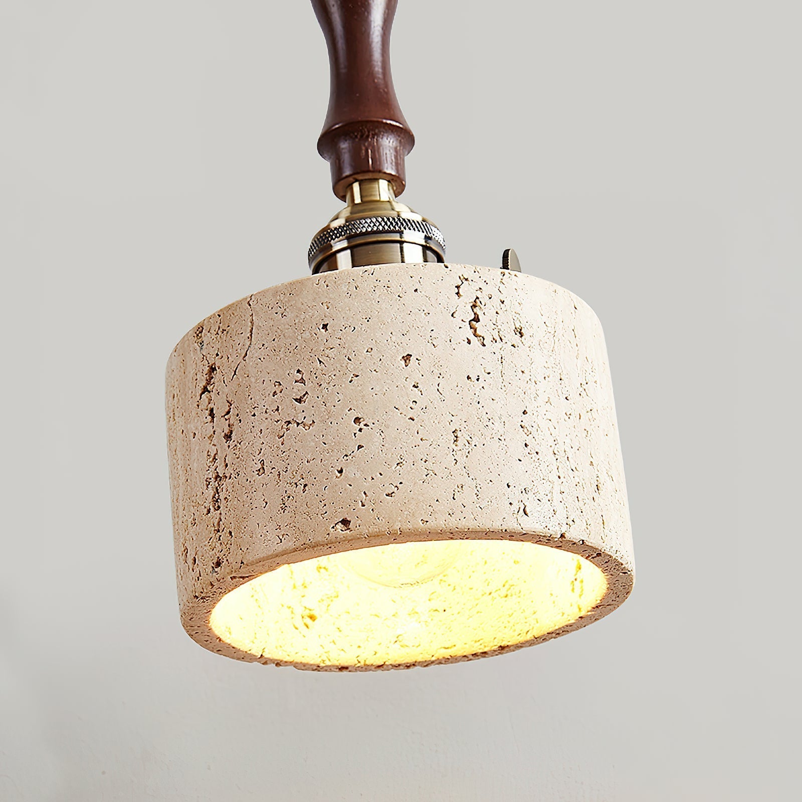 Sycaran Modern Minimalist Walnut Travertine Pendant Lamp - Lamp Copper