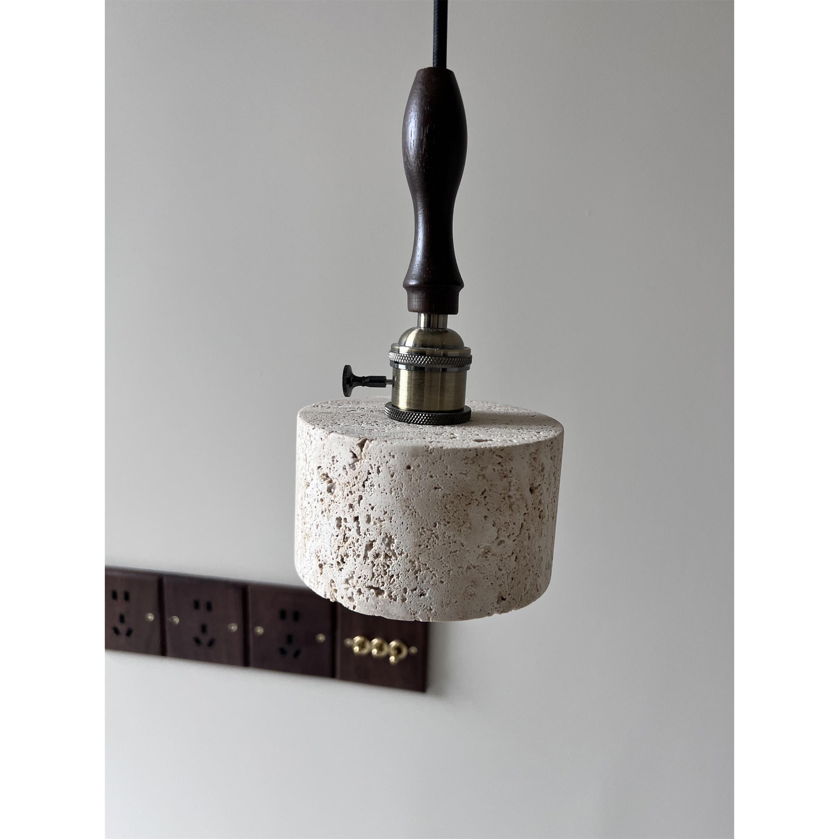 Sycaran Modern Minimalist Walnut Travertine Pendant Lamp - Lamp Copper