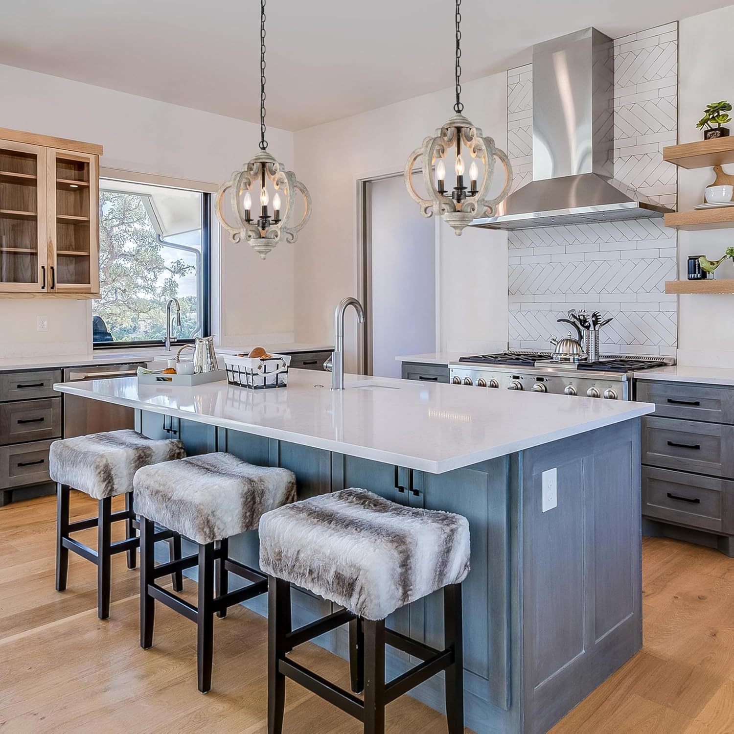 Myviniel Vintage Industrial Wooden Metal Pendant Lamp - Lamp Copper