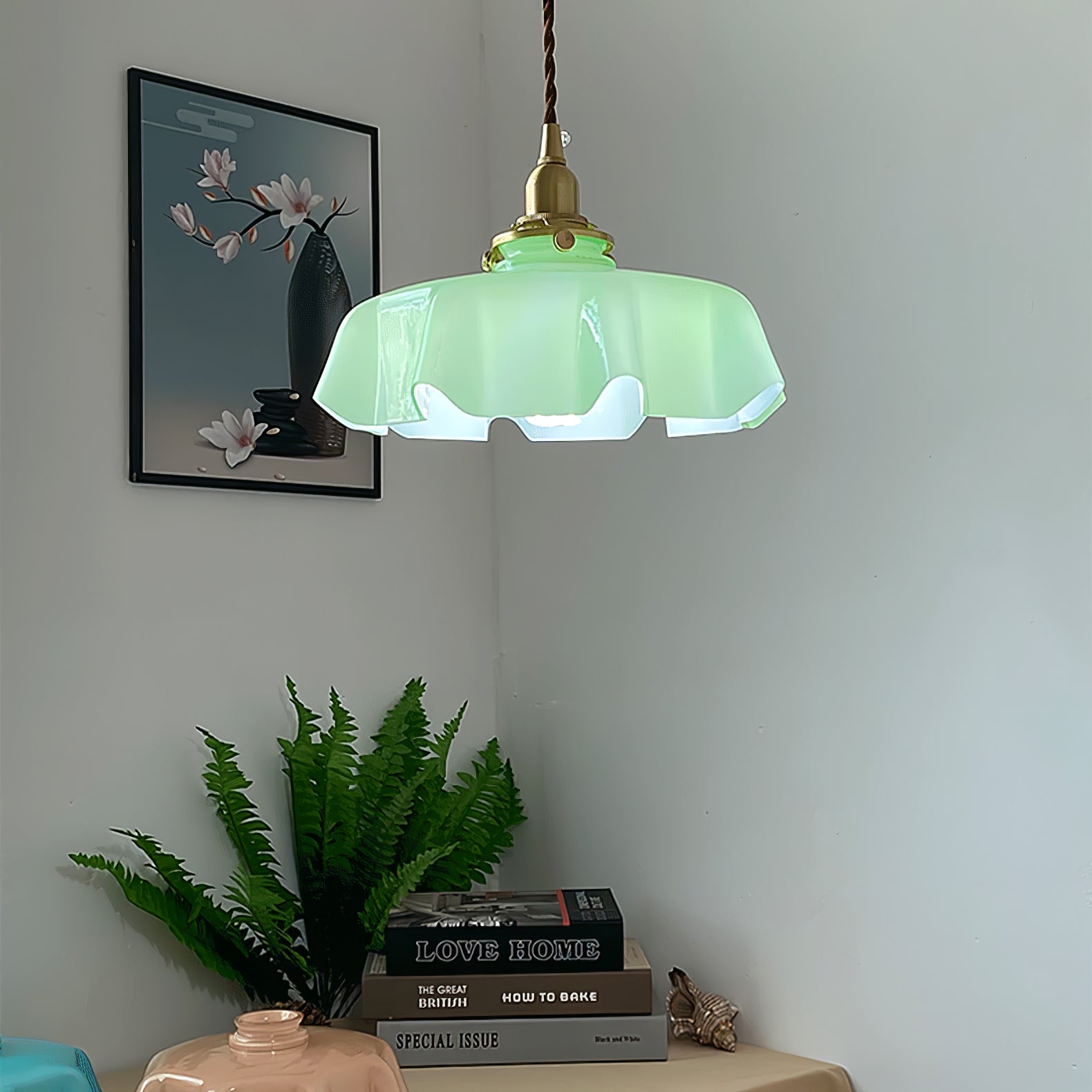 Aria Lampada a Sospensione Stile Rustico con Paralume Increspato