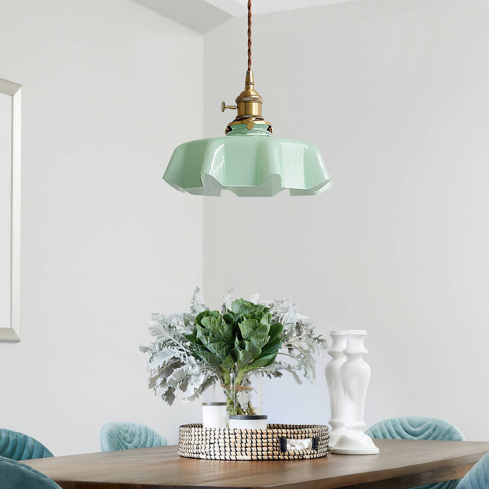 Aria Lampada a Sospensione Stile Rustico con Paralume Increspato
