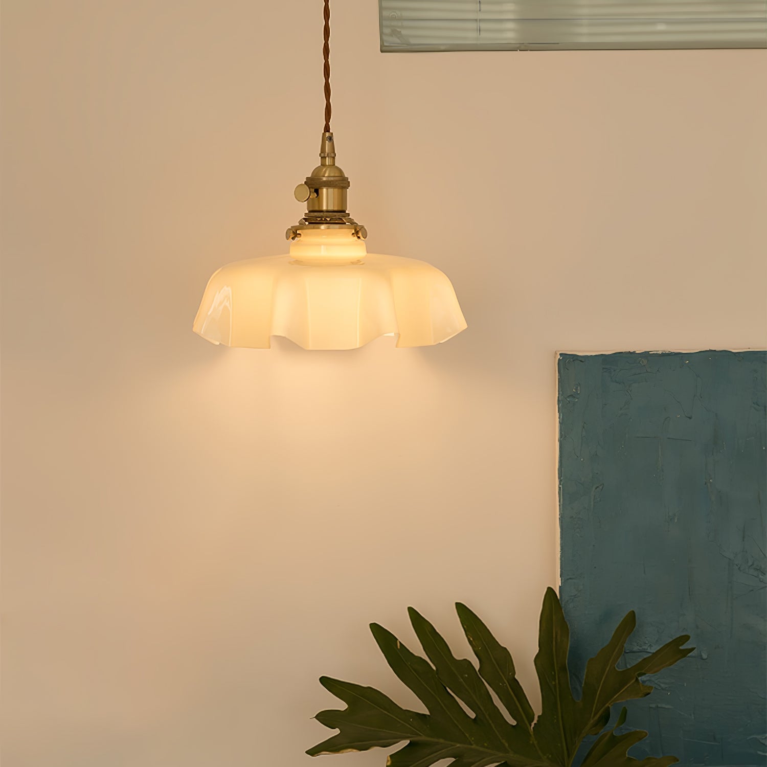 Aria Lampada a Sospensione Stile Rustico con Paralume Increspato