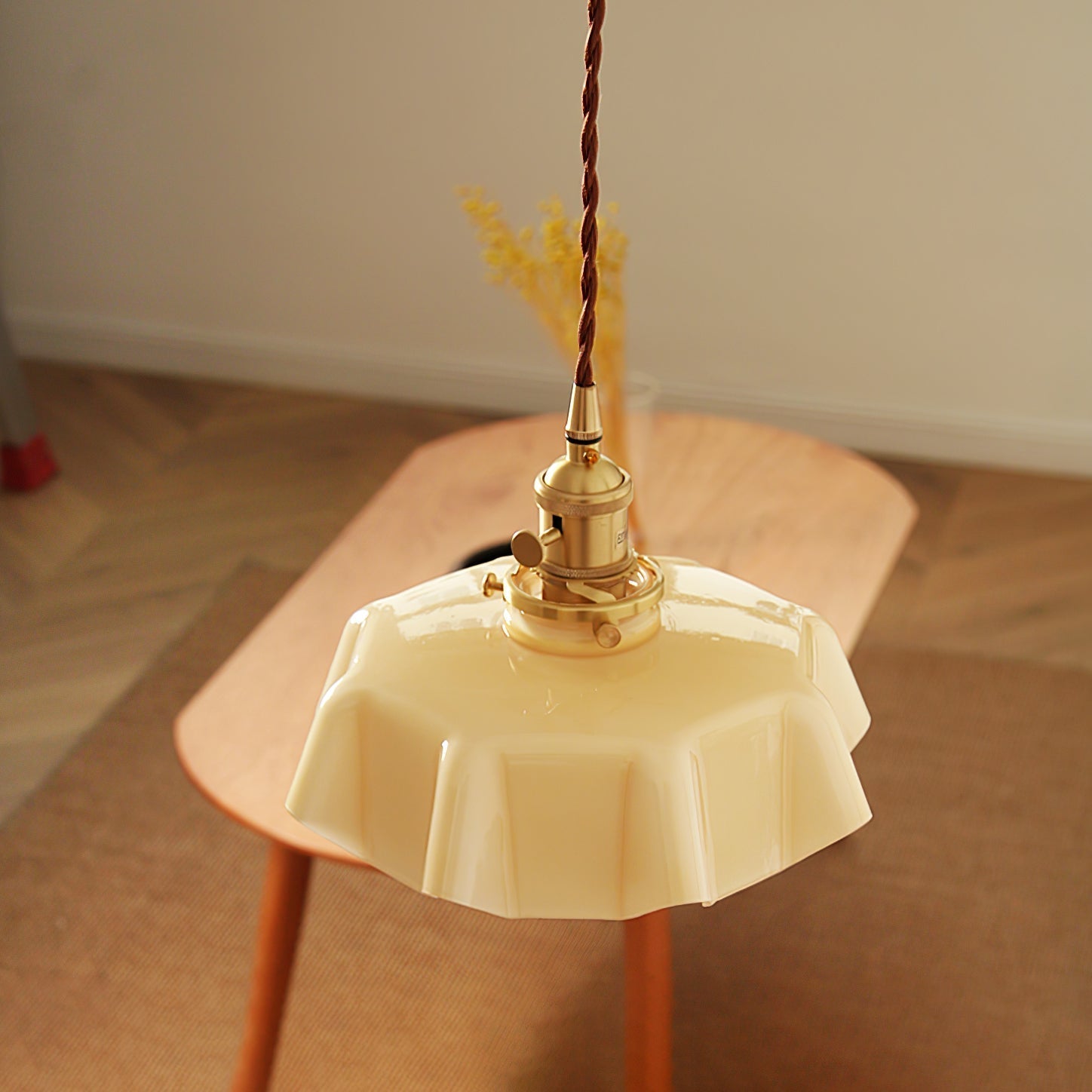 Aria Lampada a Sospensione Stile Rustico con Paralume Increspato