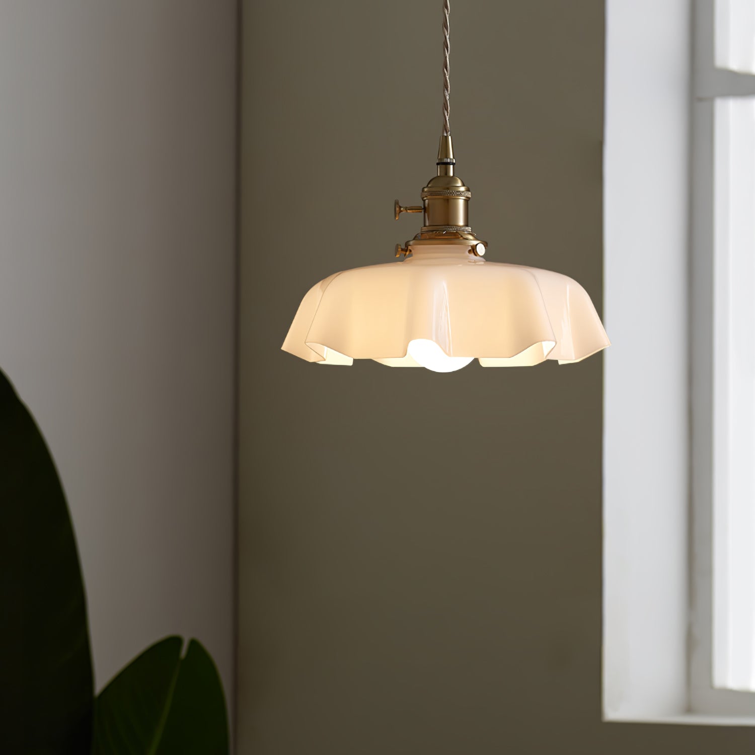 Aria Lampada a Sospensione Stile Rustico con Paralume Increspato