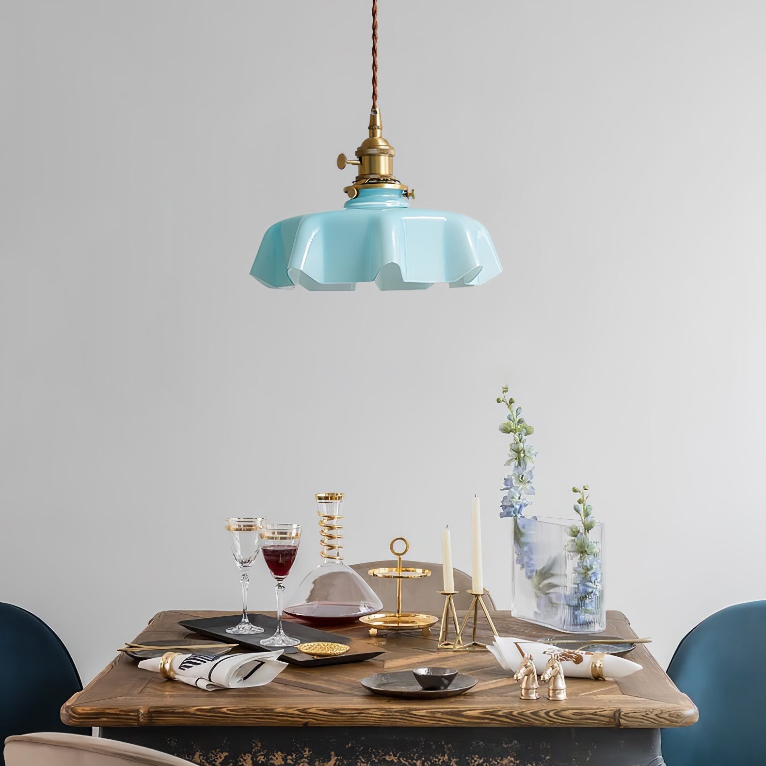 Aria Lampada a Sospensione Stile Rustico con Paralume Increspato