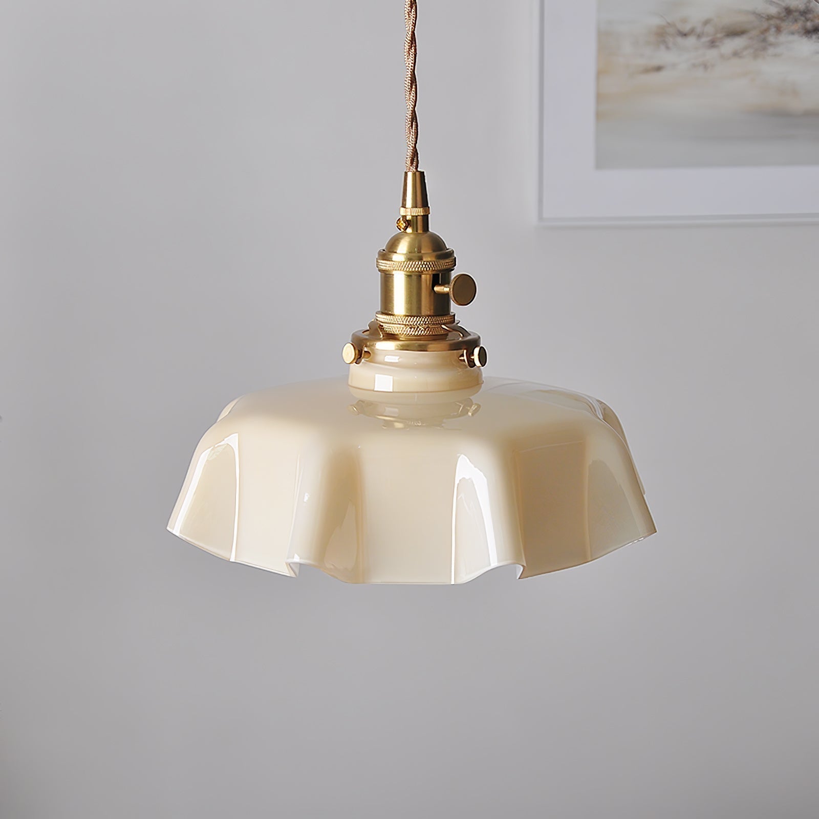 Aria Lampada a Sospensione Stile Rustico con Paralume Increspato