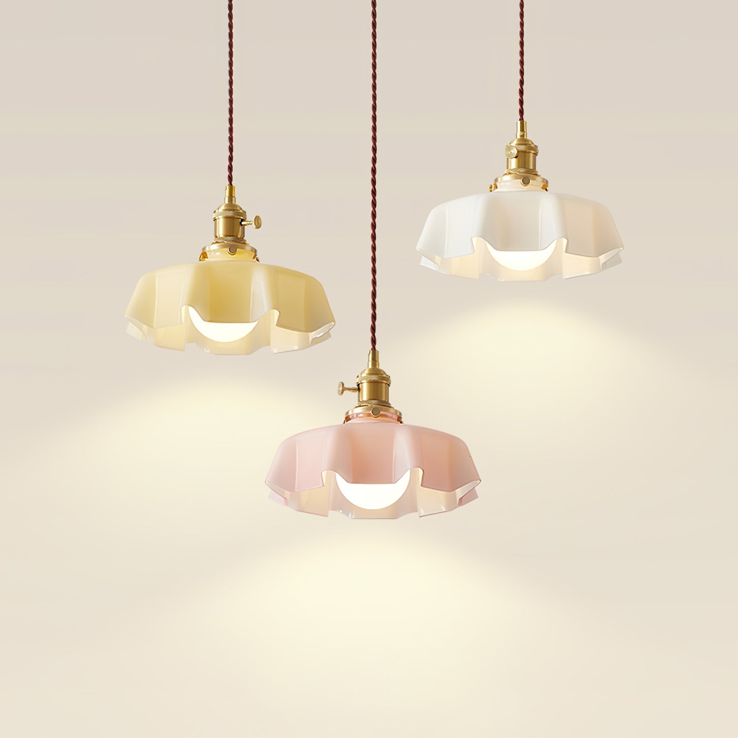 Aria Lampada a Sospensione Stile Rustico con Paralume Increspato