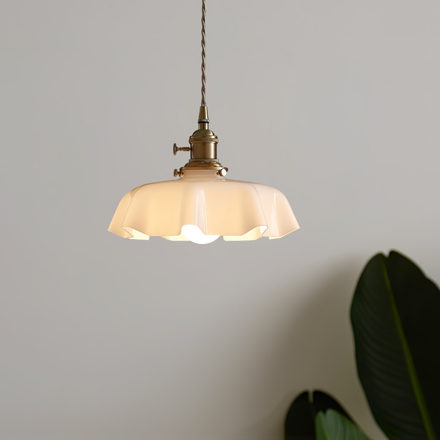 Aria Lampada a Sospensione Stile Rustico con Paralume Increspato