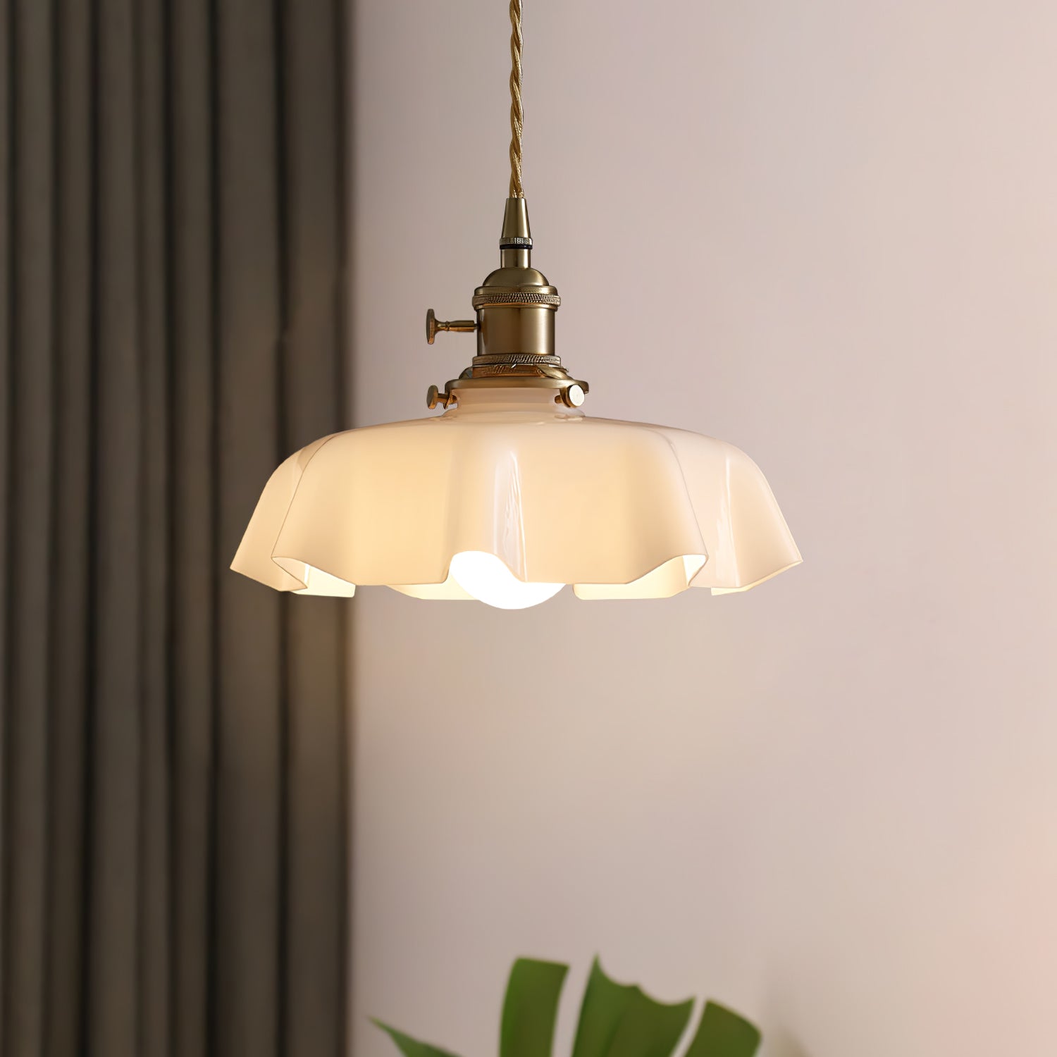 Aria Lampada a Sospensione Stile Rustico con Paralume Increspato