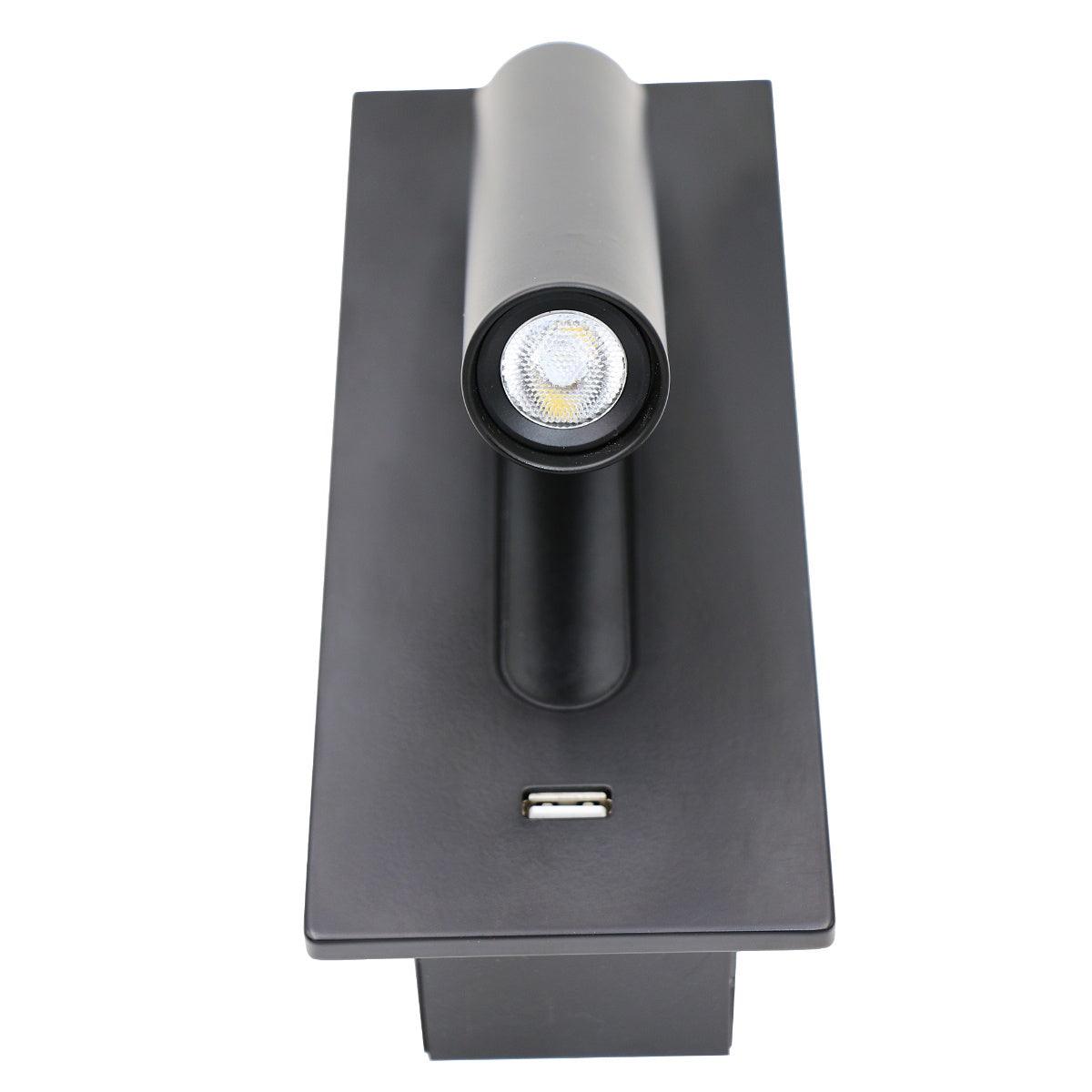 Black Bedside USB Wall Light - Blowlighting