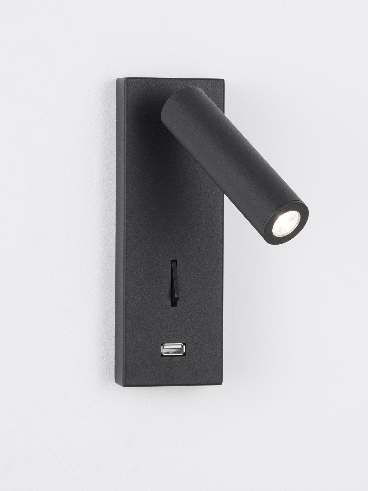 Black Bedside USB Wall Light - Blowlighting