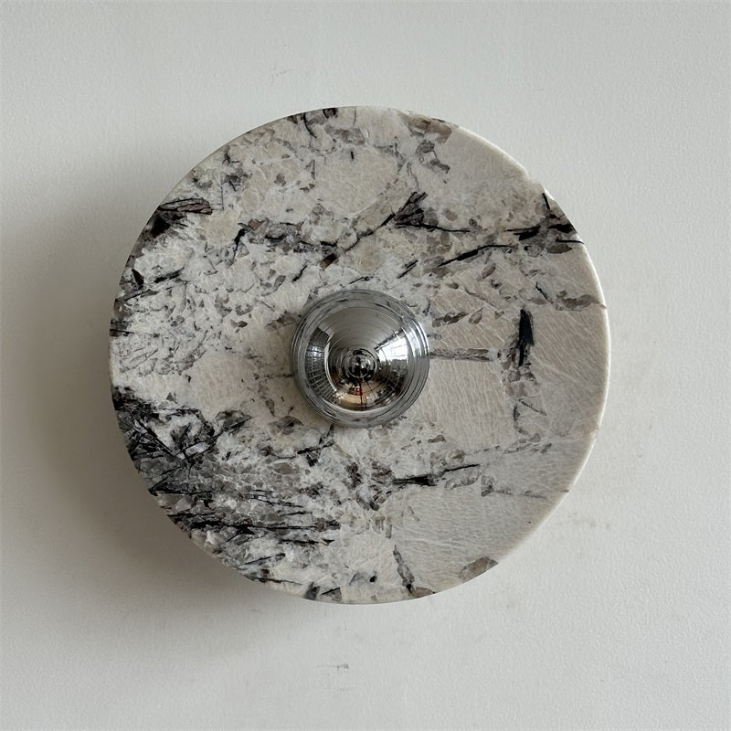 Zeno Modern Minimalist Round Chrome Marble Metal Wall Sconce - Lamp Copper