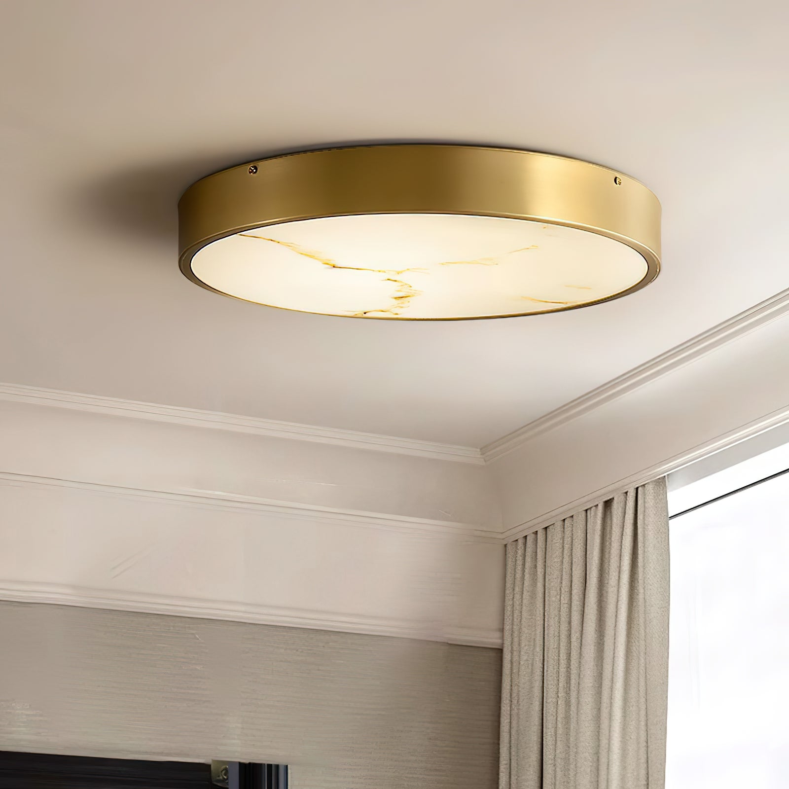 Uzoror Modern Minimalist Recessed Alabaster Ceiling Light - Lamp Copper