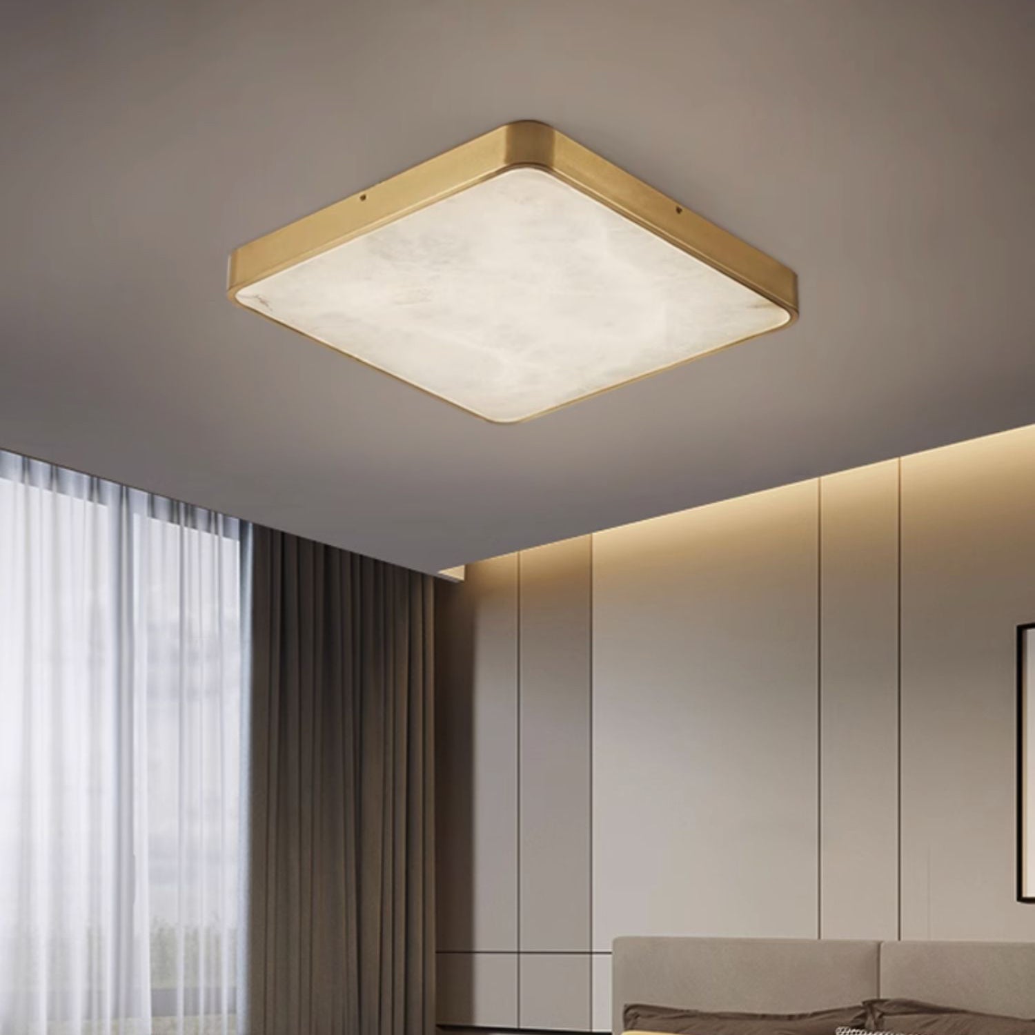 Uzoror Modern Minimalist Recessed Alabaster Ceiling Light - Lamp Copper