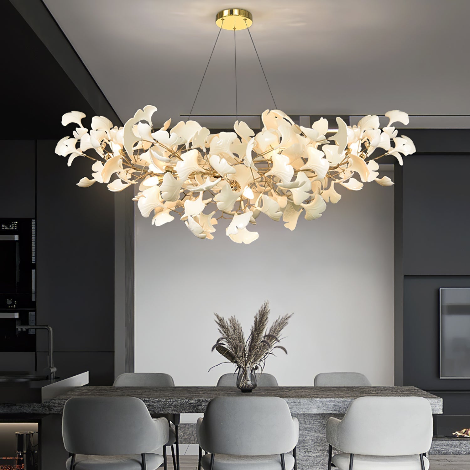 Olivia Lampadario di Lusso in Ceramica con Forma a U