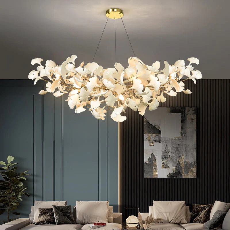 Olivia Design Bellissimo LED Lampade a Sospensione Ginkgo Biloba Oro Metallo Ceramico