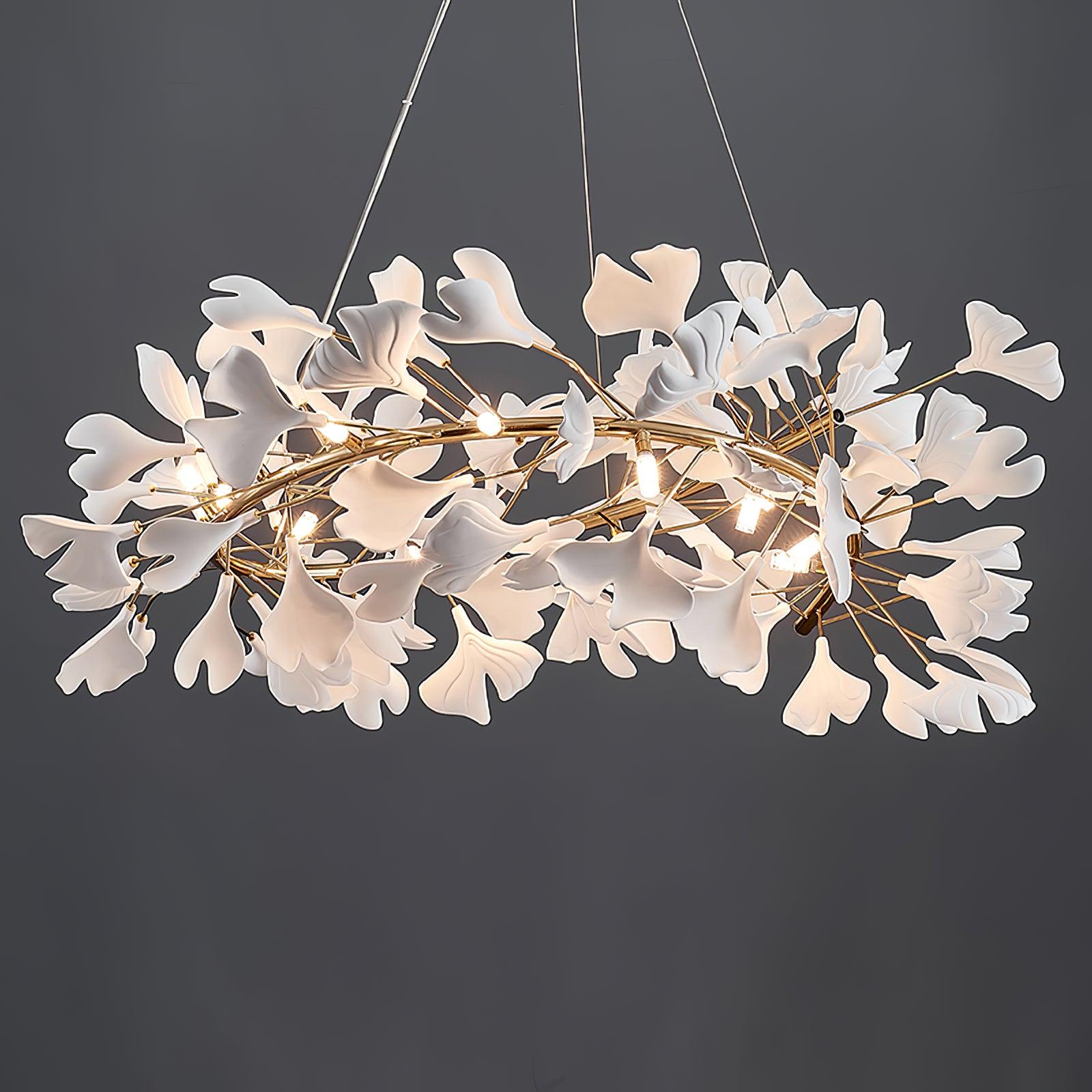 Olivia Lampadario moderno a LED dorato GinkLuxe, metallo e ceramica