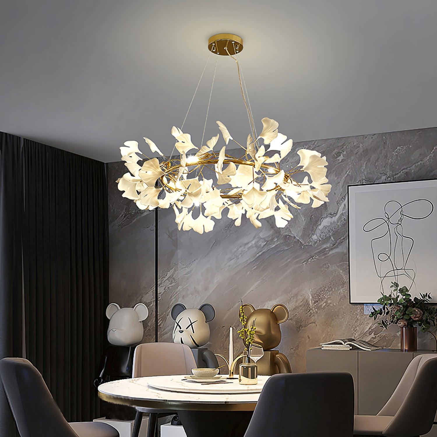 Olivia EarthenGlo Lampadario Art Deco bianco da cucina moderna, Metallo e Ceramica