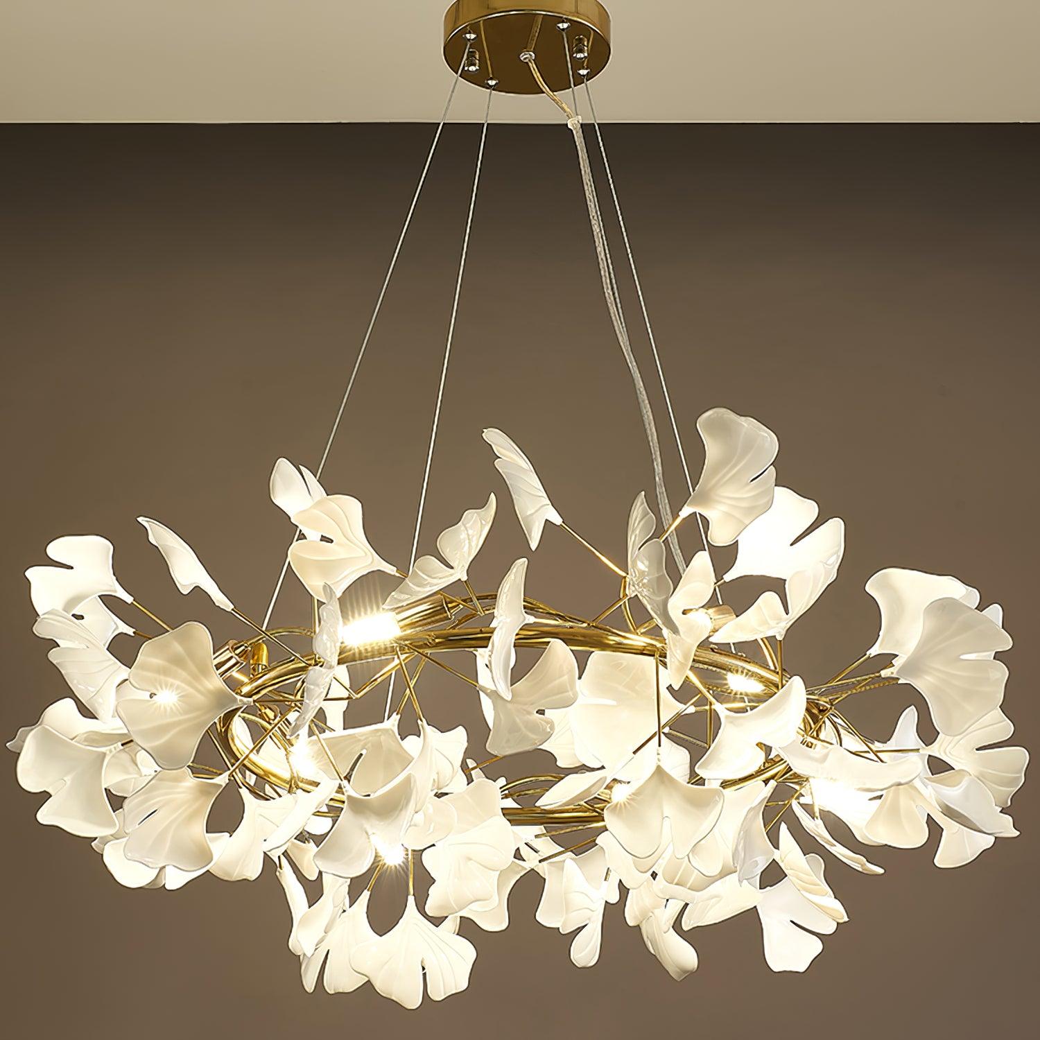Olivia EarthenGlo Lampadario Art Deco bianco da cucina moderna, Metallo e Ceramica