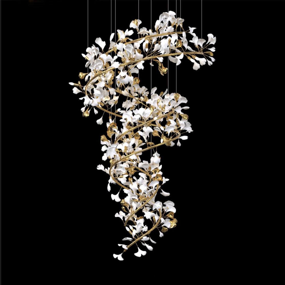 Olivia Design Bellissimo LED Lampade a Sospensione Spirale Ginkgo Biloba Metallo Ceramico Soggiorno/Camera da Letto