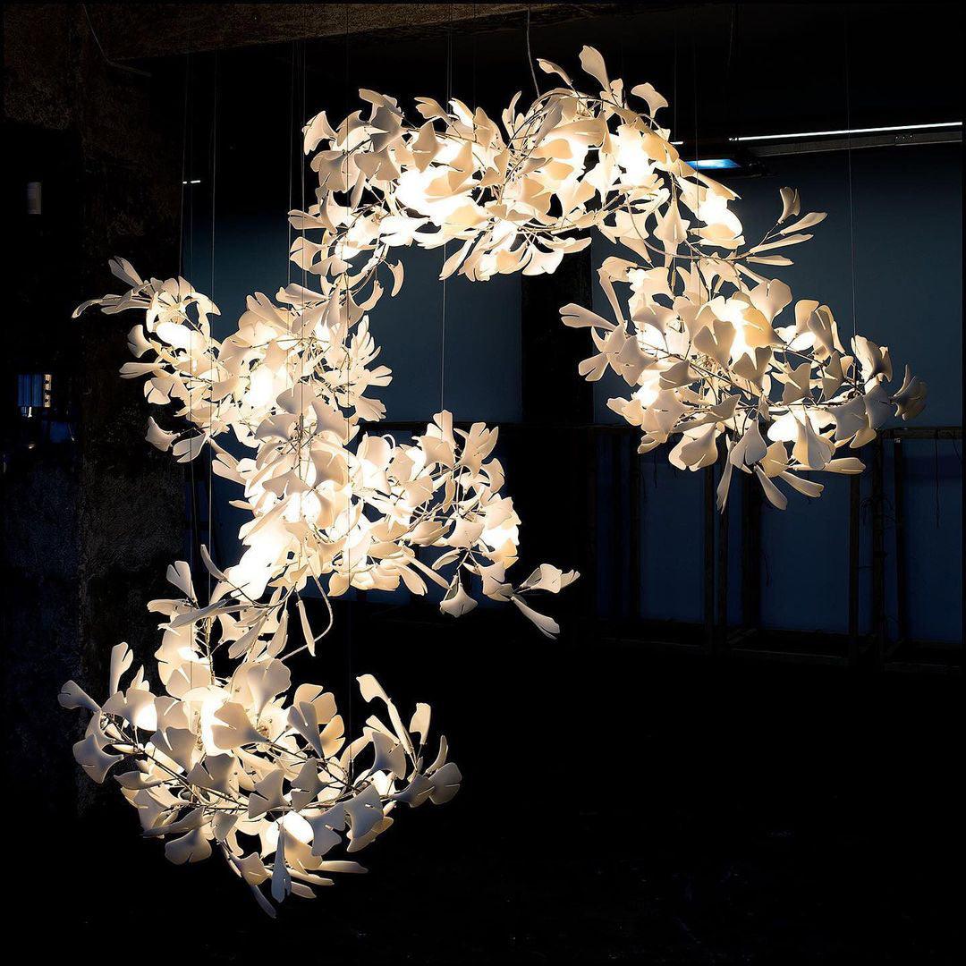 Olivia Design Bellissimo LED Lampade a Sospensione Irregolare Ginkgo Biloba Metallo Ceramico Soggiorno
