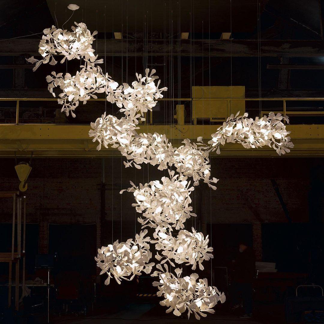 Olivia Design Bellissimo LED Lampade a Sospensione Irregolare Ginkgo Biloba Metallo Ceramico Soggiorno