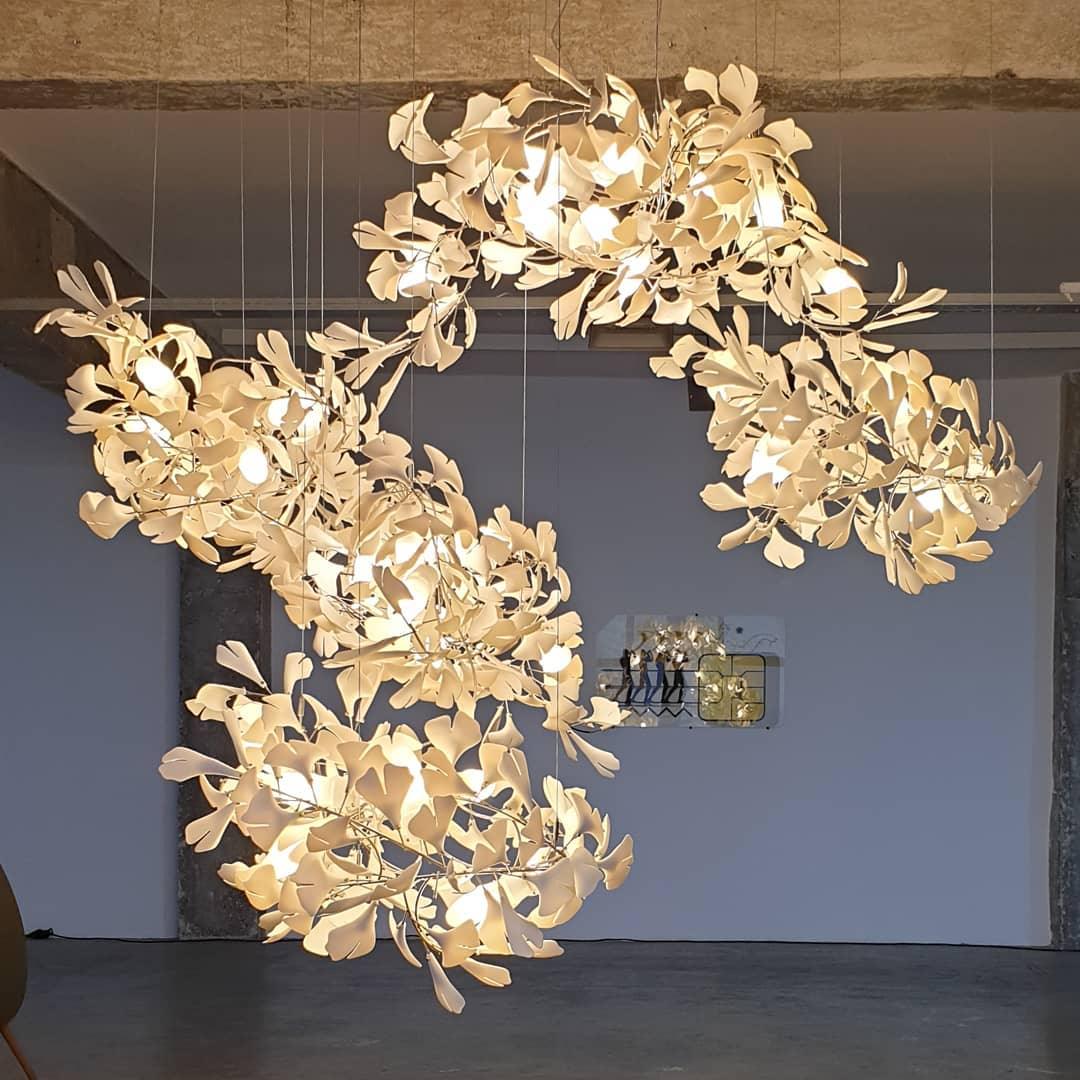 Olivia Design Bellissimo LED Lampade a Sospensione Irregolare Ginkgo Biloba Metallo Ceramico Soggiorno