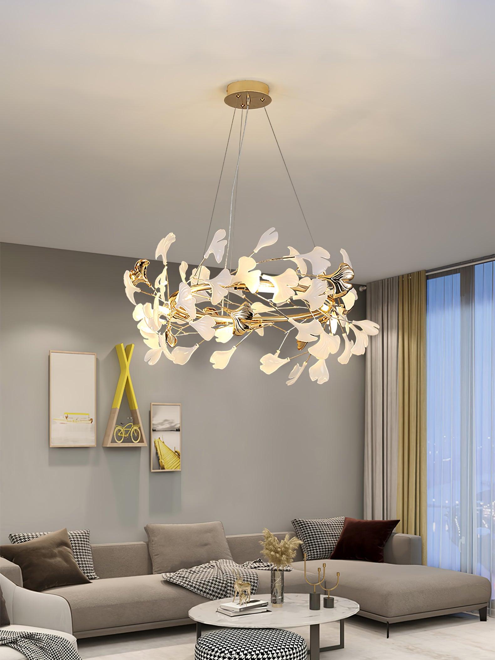 Ovyneth Postmodern Luxury Gingko Metal Ceramics Chandelier - Blowlighting
