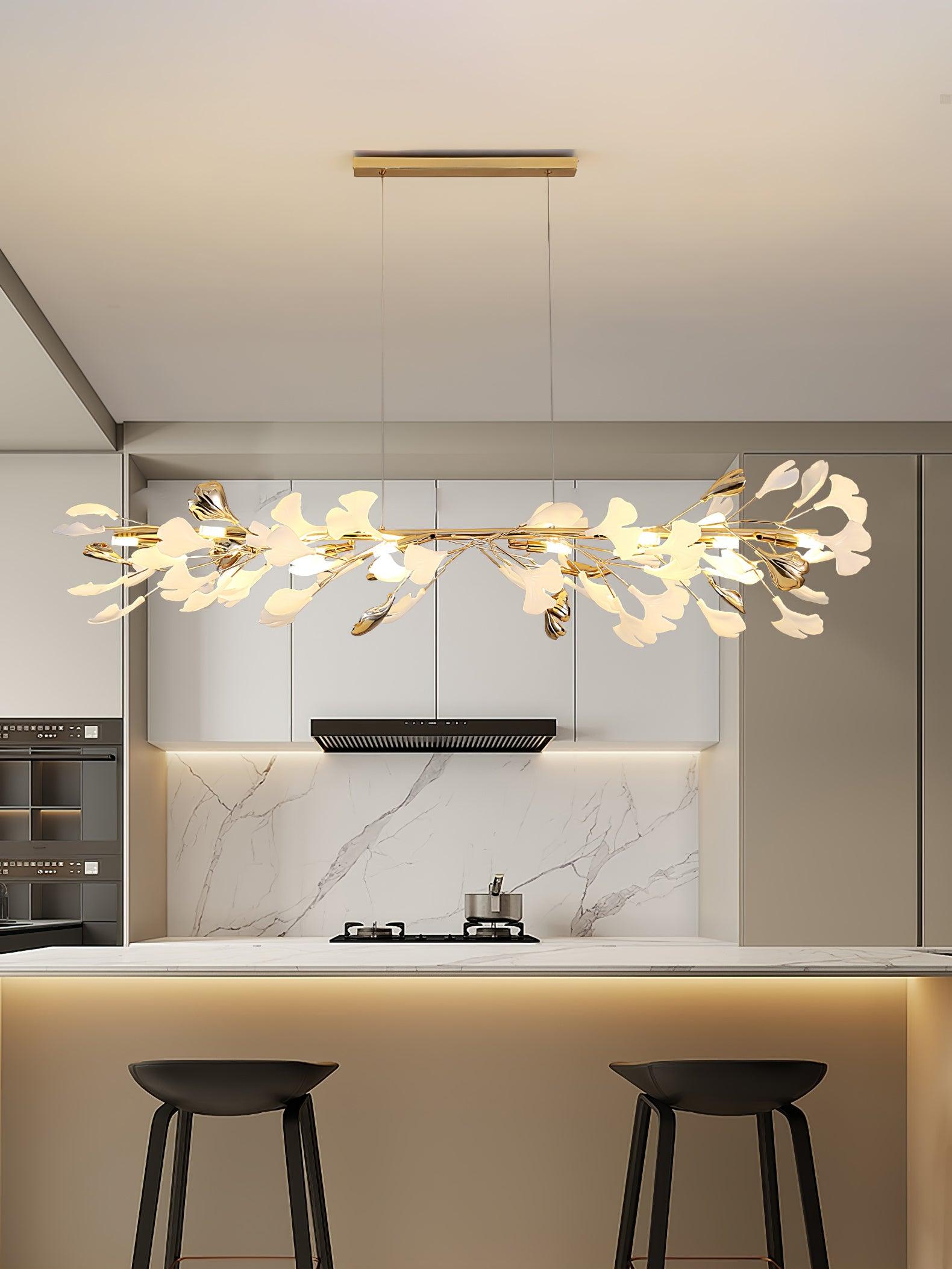 Ovyneth Postmodern Luxury Gingko Metal Ceramics Chandelier - Blowlighting