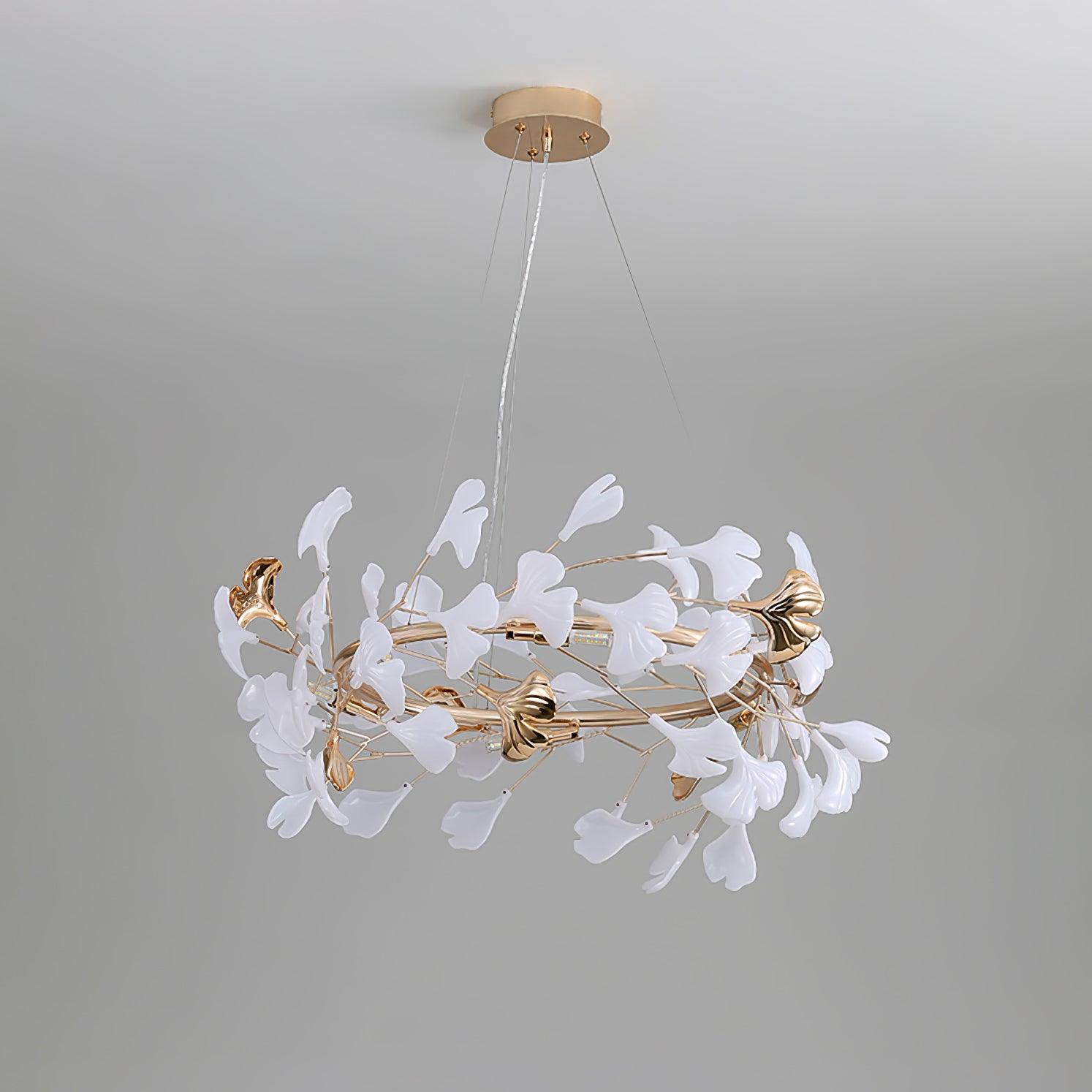 Ovyneth Postmodern Luxury Gingko Metal Ceramics Chandelier - Blowlighting